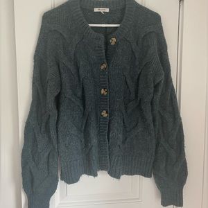 Madewell cable ashmont cardigan sweater size S mineral blue